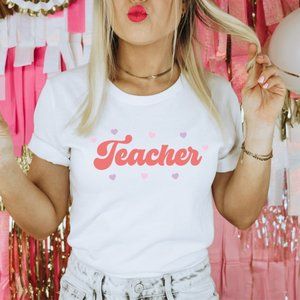Teacher Valentine's Day Shirt, Teacher Shirt - White